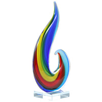 Hand Blown Rainbow Swirl Sommerso Art Glass Sculpture 12-15 inch tall