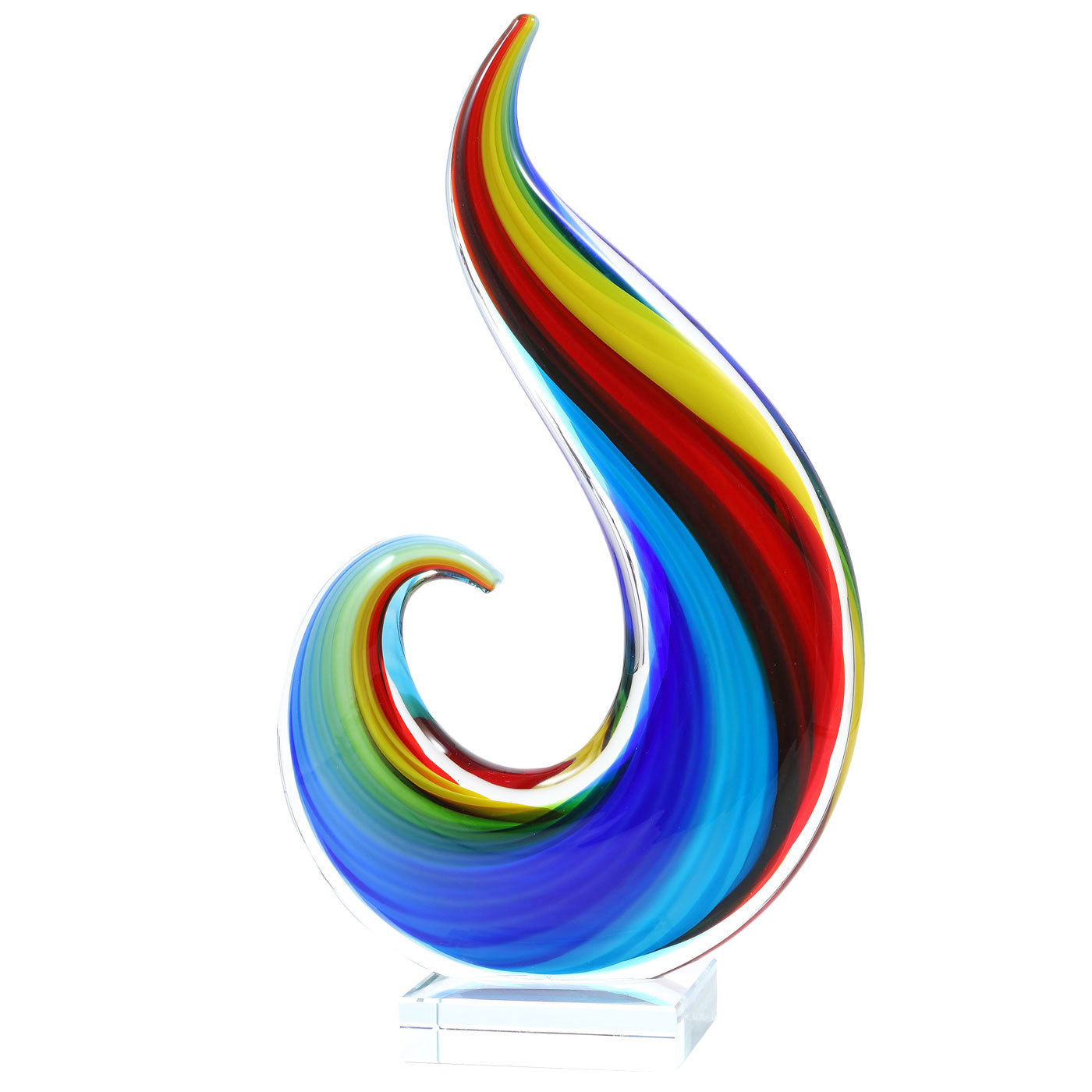 Hand Blown Rainbow Swirl Sommerso Art Glass Sculpture 12-15 inch tall