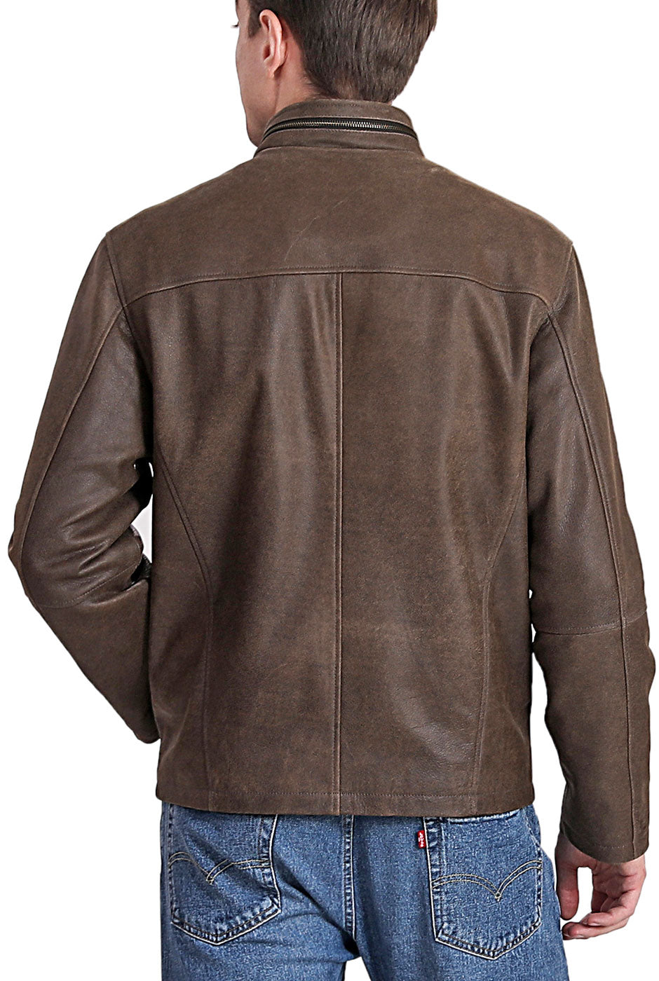 BGSD Men Ethan Distressed Cowhide Leather Motorcycle Jacket