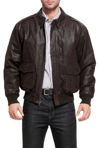 Landing Leathers Air Force Men A-2 Distressed Leather Flight Jacket