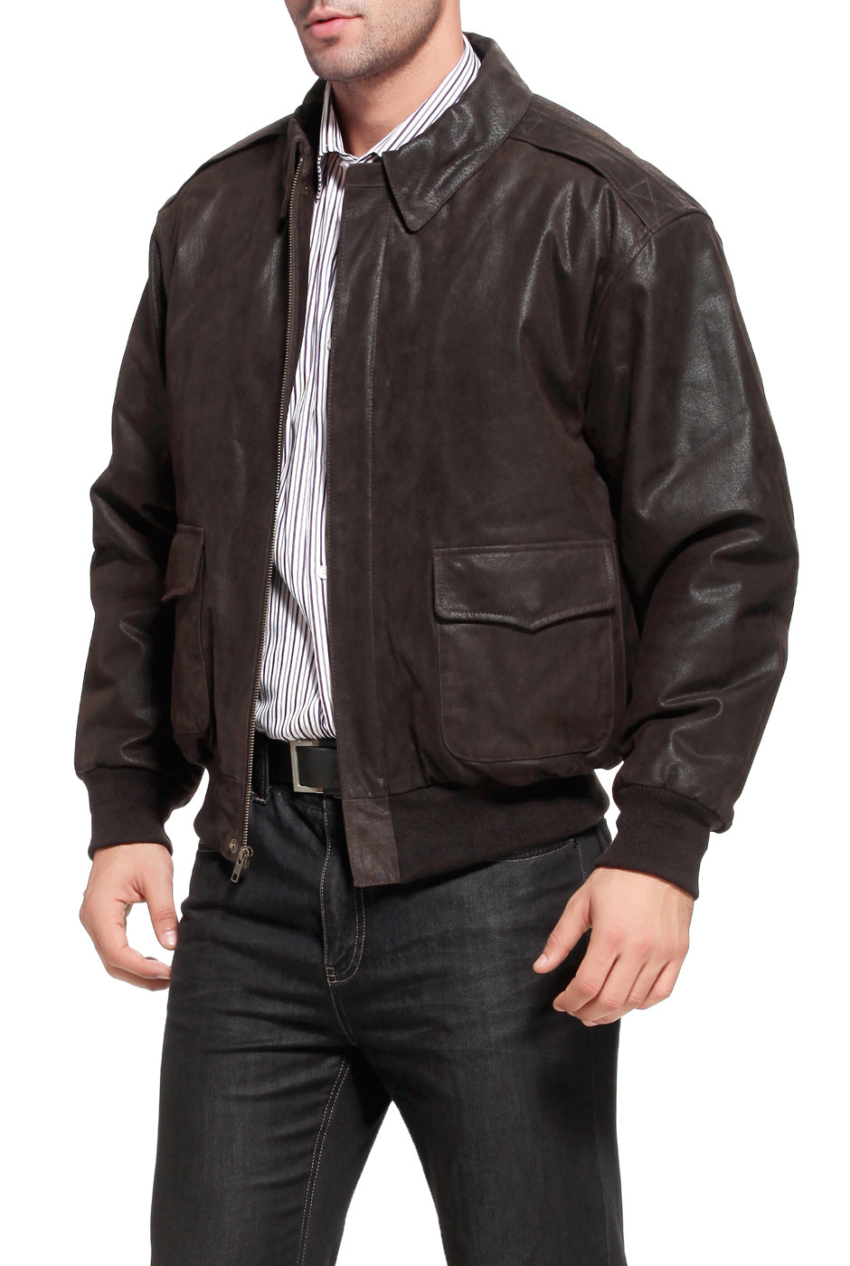 Landing Leathers Air Force Men A-2 Distressed Leather Flight Jacket