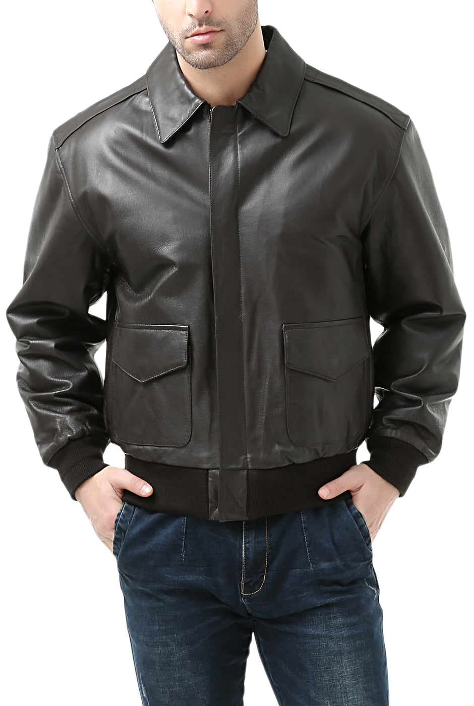 Landing Leathers Men Air Force A-2 Leather Flight Bomber Jacket