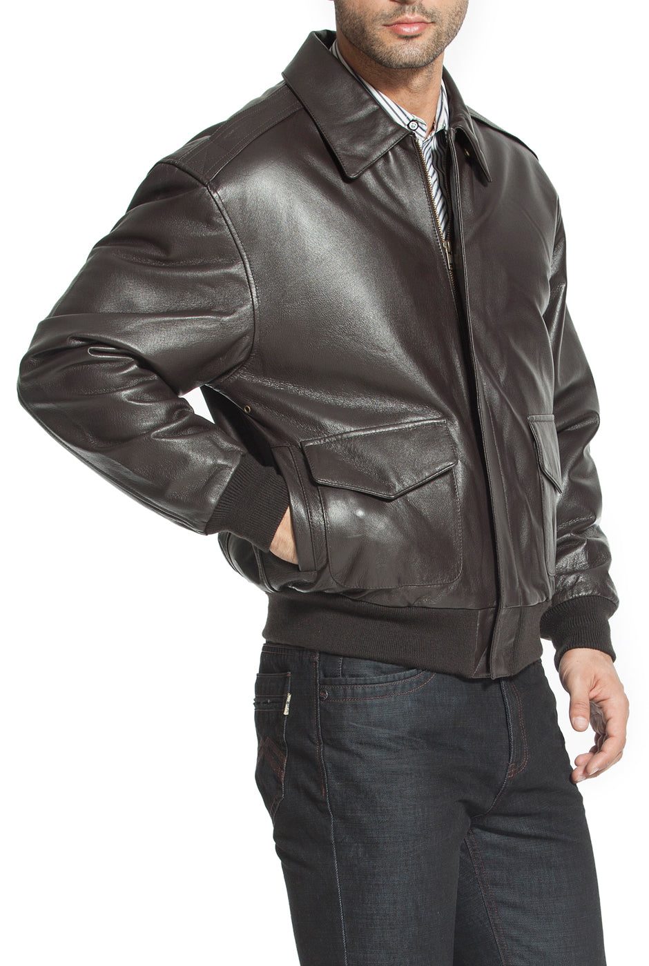 Landing Leathers Men Air Force A-2 Leather Flight Bomber Jacket