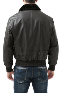 Landing Leathers Men Navy G-1 Leather Flight Bomber Jacket