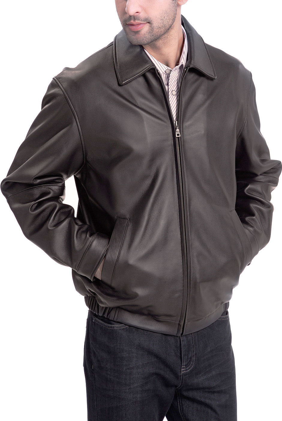 BGSD Men Derrick Lambskin Leather Bomber Jacket