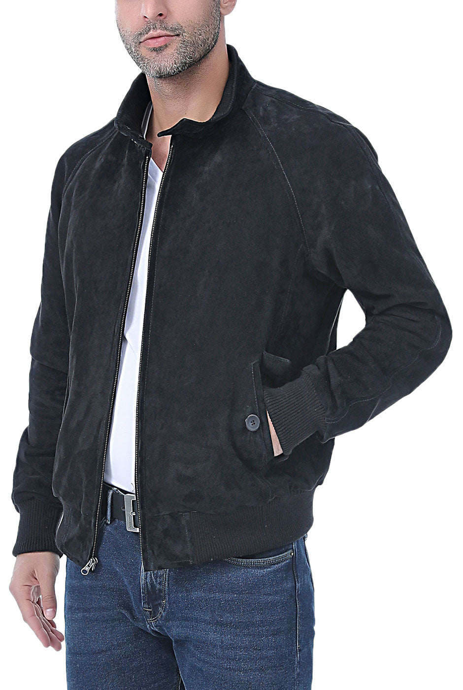 Landing Leathers Men WWII Suede Leather Bomber Jacket