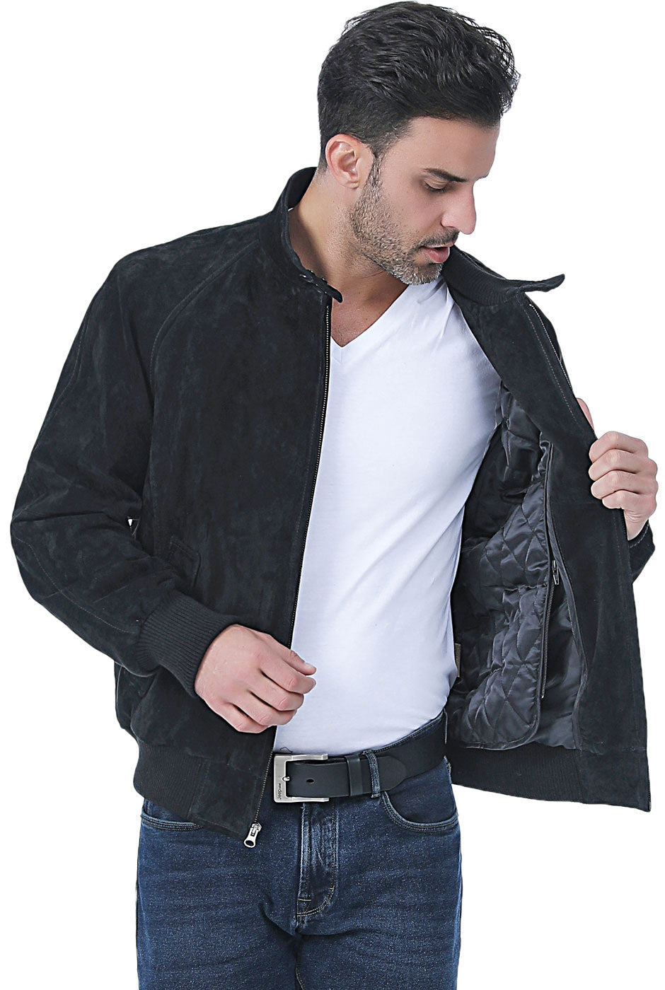 Landing Leathers Men WWII Suede Leather Bomber Jacket