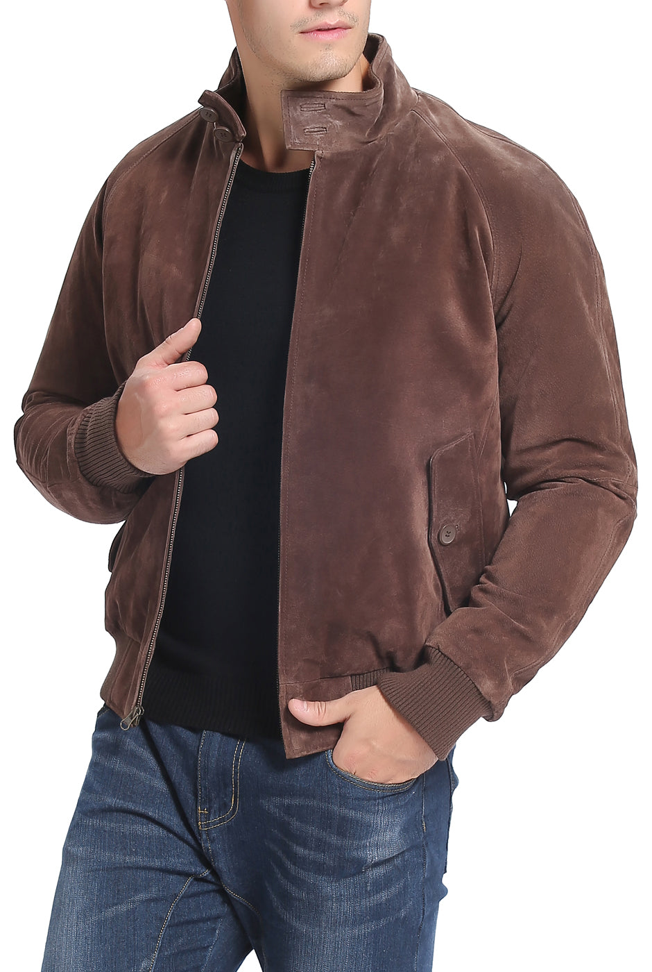 Landing Leathers Men WWII Suede Leather Bomber Jacket