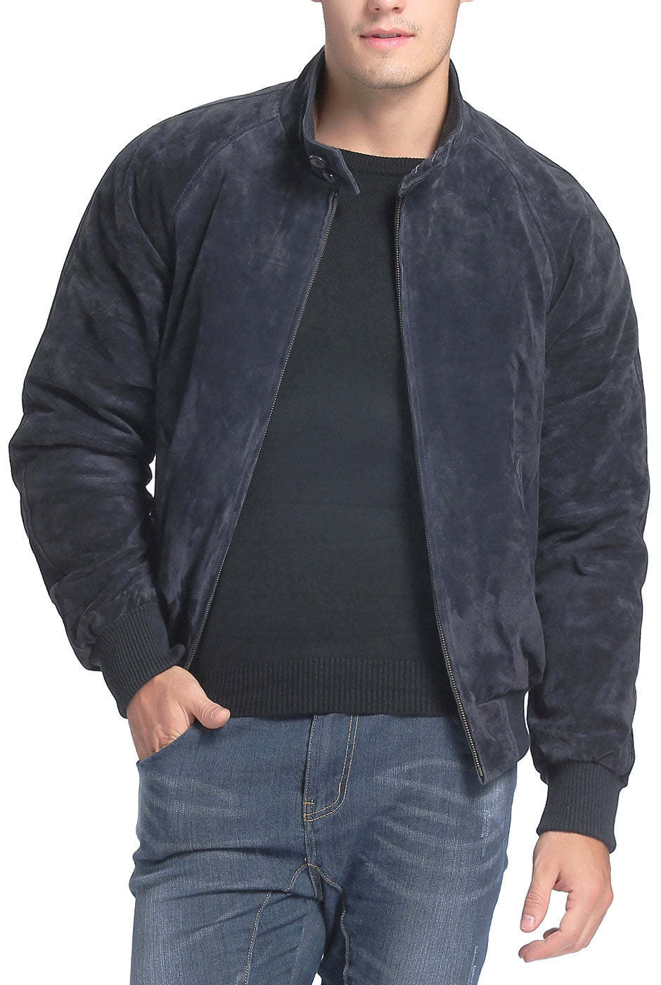 Landing Leathers Men WWII Suede Leather Bomber Jacket