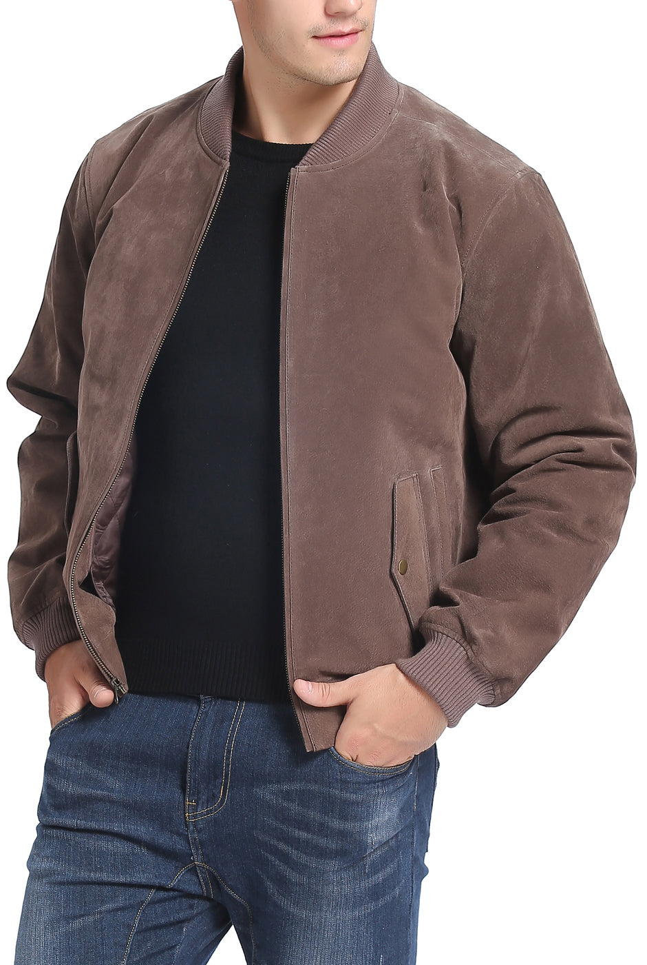 BGSD Men Urban Leather Bomber Jacket