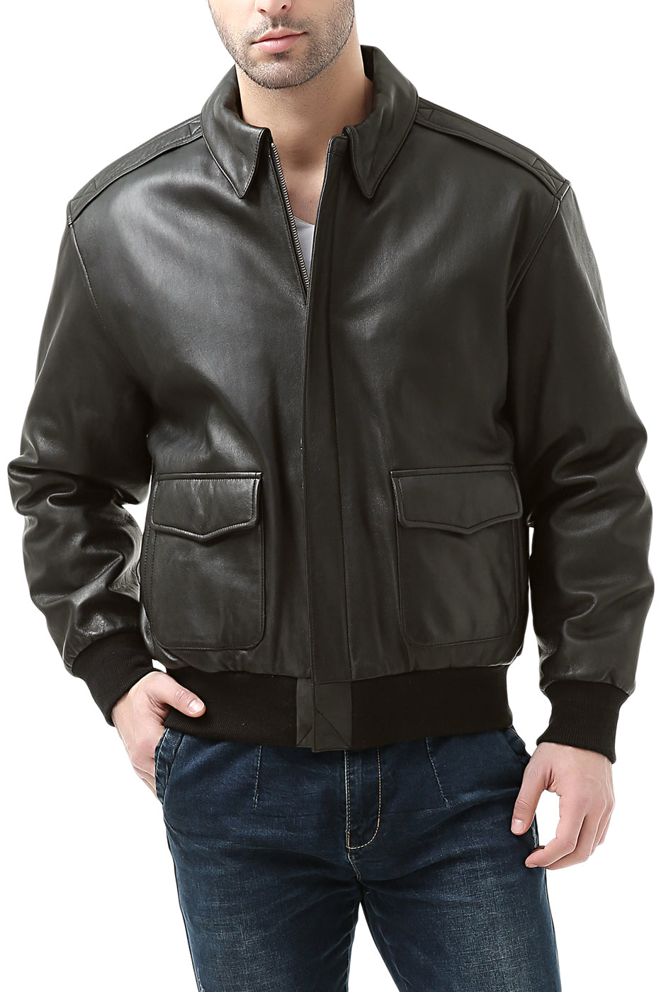 Landing Leathers Men Premium Air Force A-2 Goatskin Leather Flight Bomber Jacket