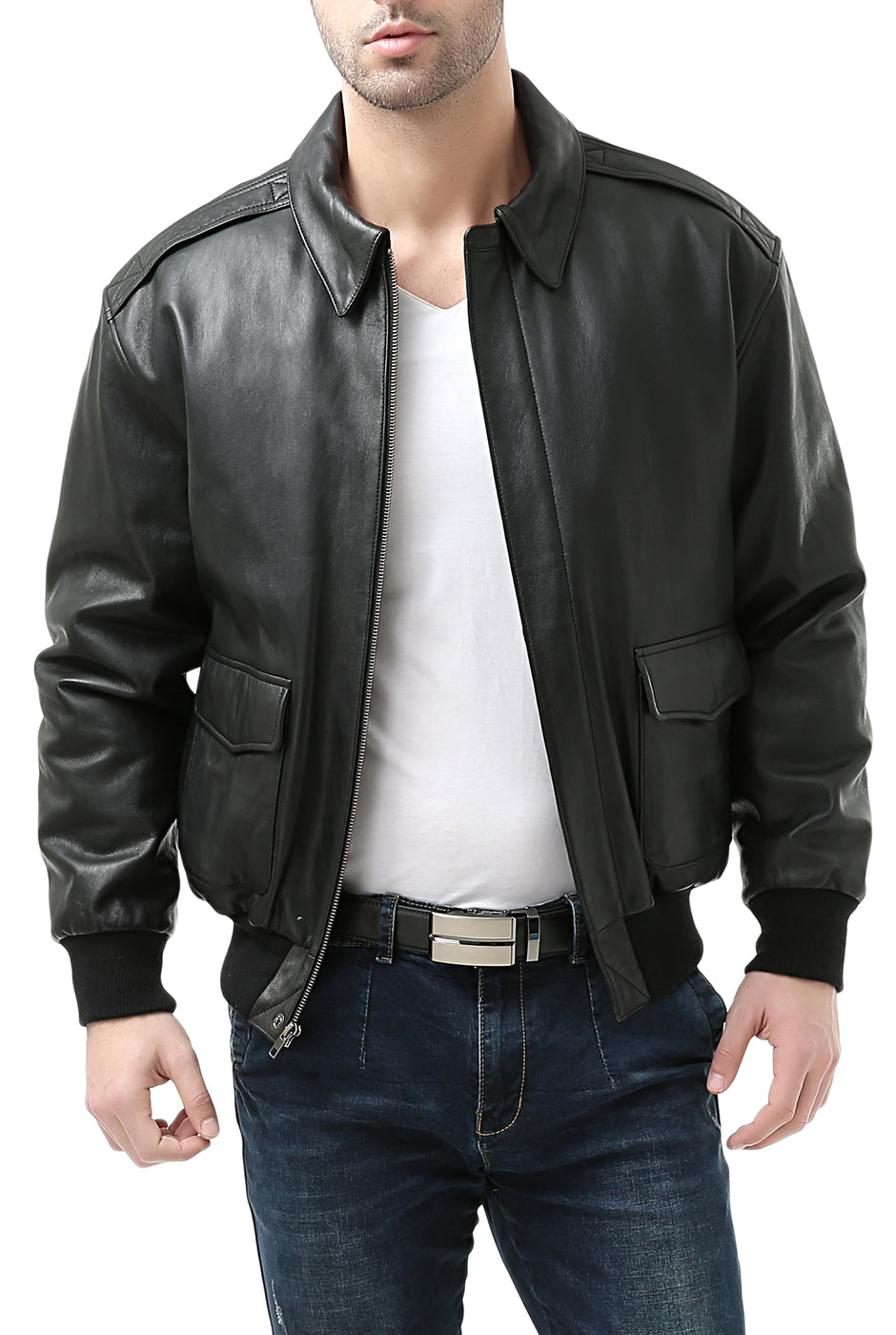 Landing Leathers Men Premium Air Force A-2 Goatskin Leather Flight Bomber Jacket