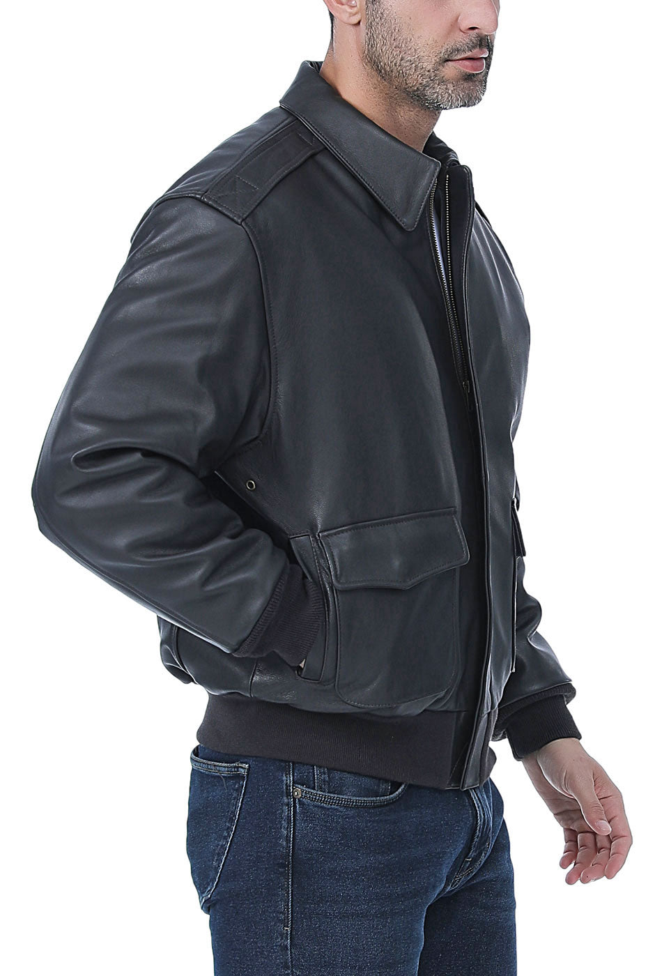 Landing Leathers Men Premium Air Force A-2 Goatskin Leather Flight Bomber  Jacket