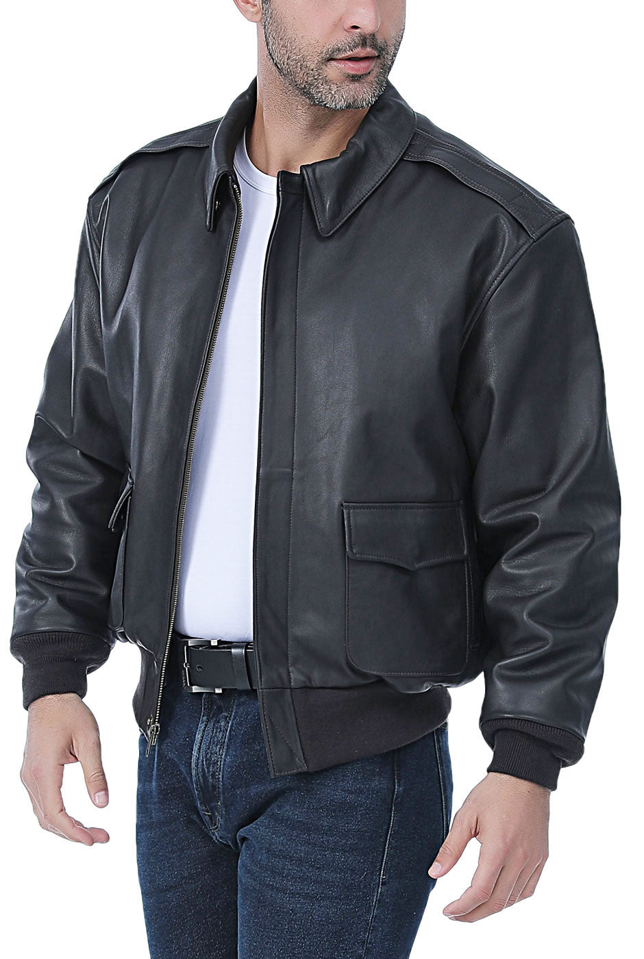 Landing Leathers Air Force Men A-2 Goatskin Leather Flight Bomber Jacket