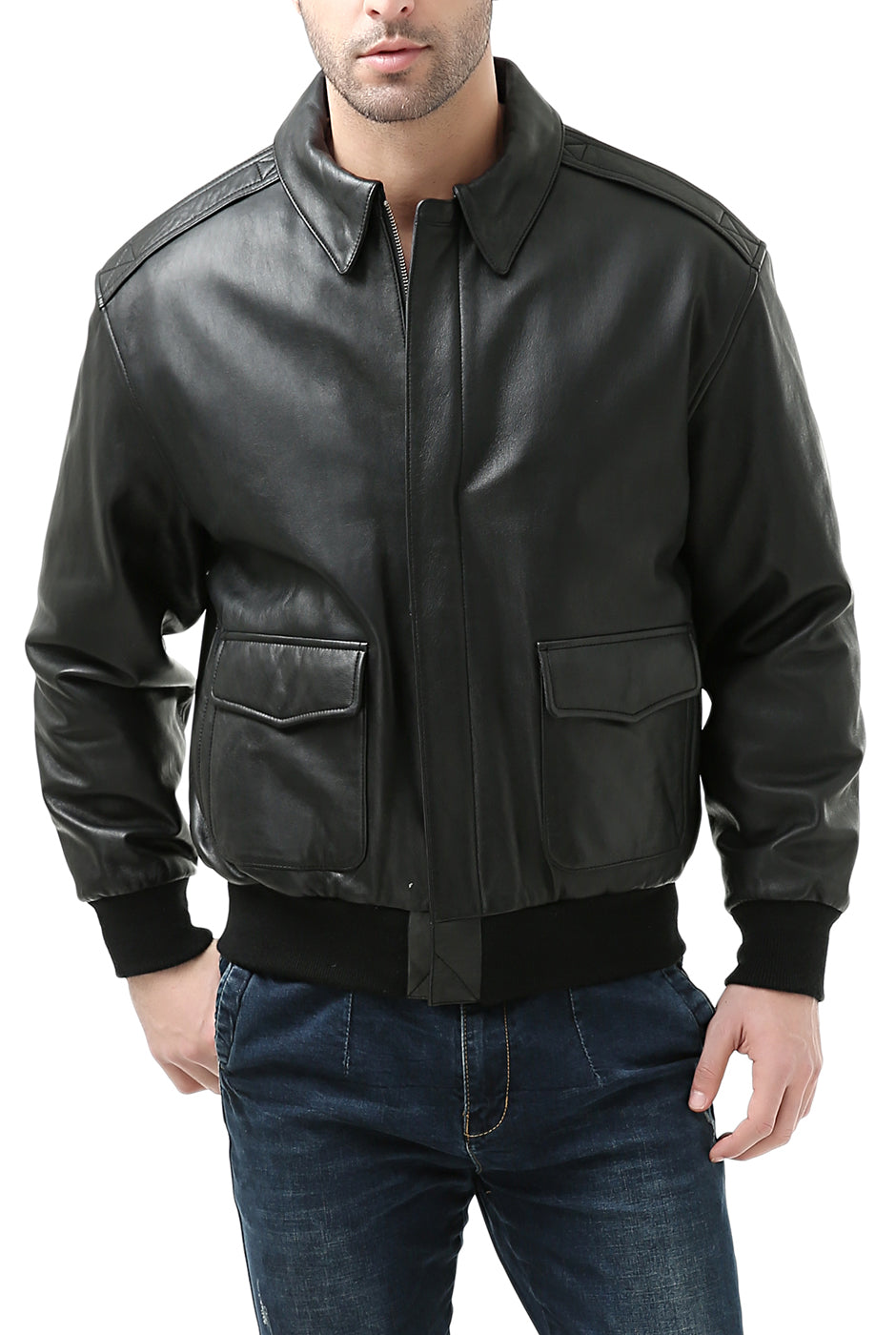 Landing Leathers Men Premium Air Force A-2 Goatskin Leather Flight Bomber Jacket