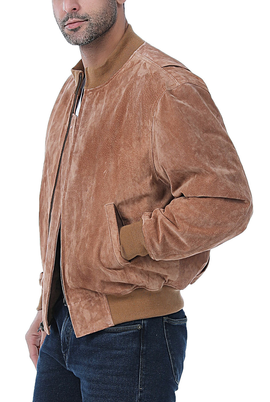 Landing Leathers Men WWII Suede Leather Tanker Jacket