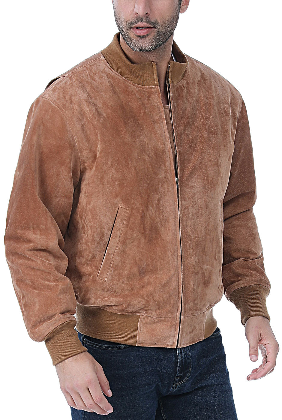 Landing Leathers Men WWII Suede Leather Tanker Jacket