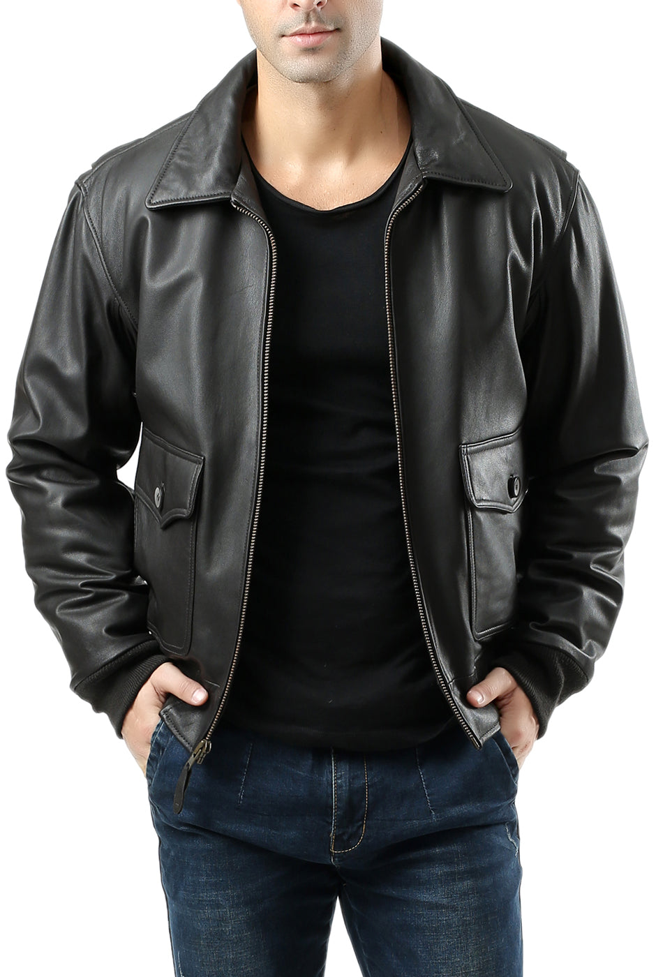 Landing Leathers Men Air Force G-2 Goatskin Leather Flight Bomber Jacket