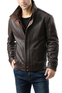 BGSD Men Brandon New Zealand Lambskin Leather Bomber Jacket