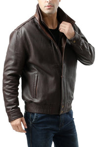 BGSD Men Brandon New Zealand Lambskin Leather Bomber Jacket