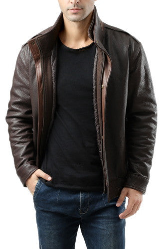 Black Streetwear Quilted Lambskin Leather Bomber Jacket