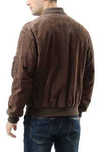 Landing Leathers Men MA-1 Suede Leather Flight Bomber Jacket