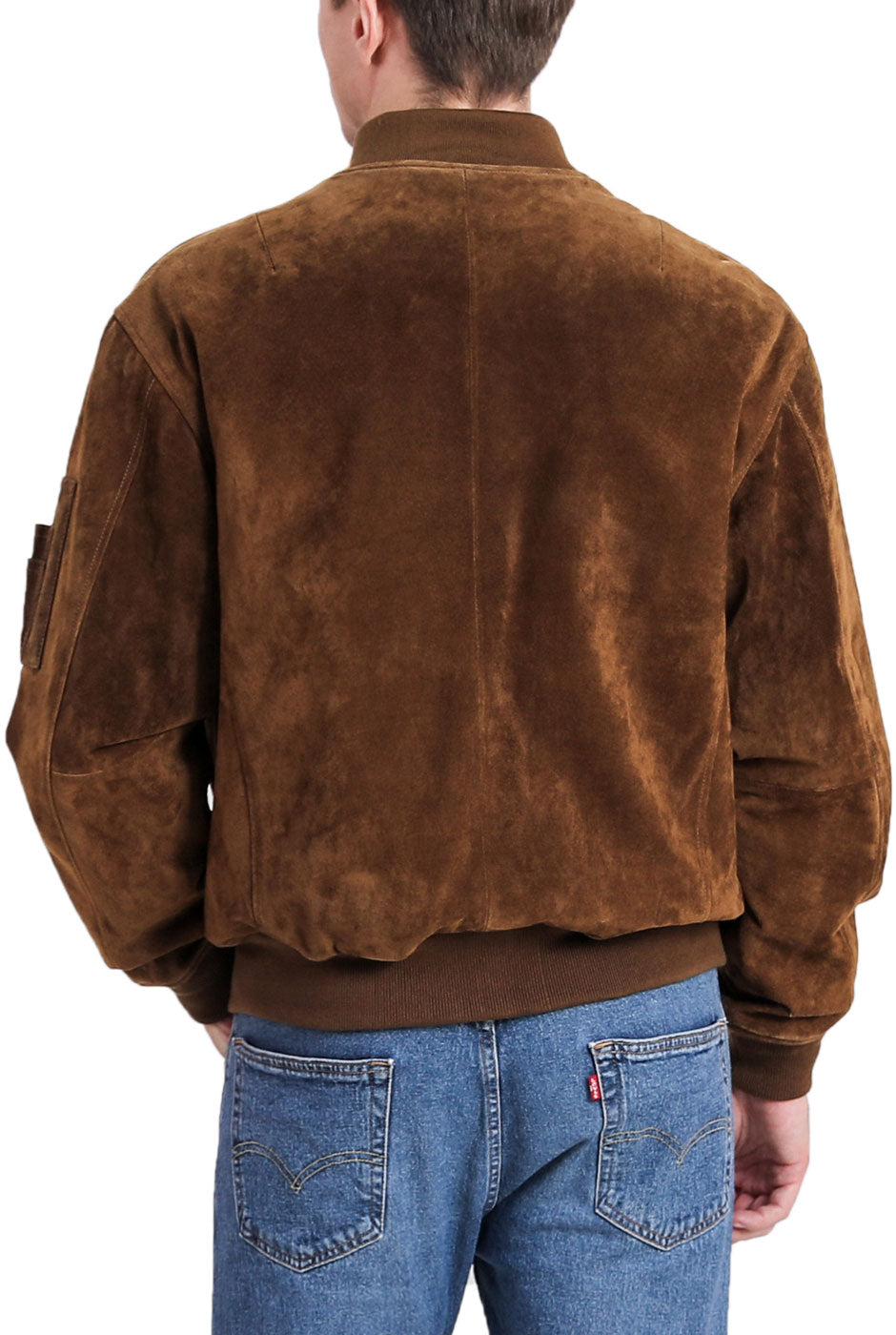 Landing Leathers Men MA-1 Suede Leather Flight Bomber Jacket