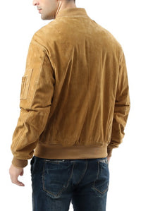 Landing Leathers Men MA-1 Suede Leather Flight Bomber Jacket