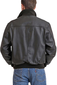 Landing Leathers Men Navy A-1 Leather Flight Bomber Jacket