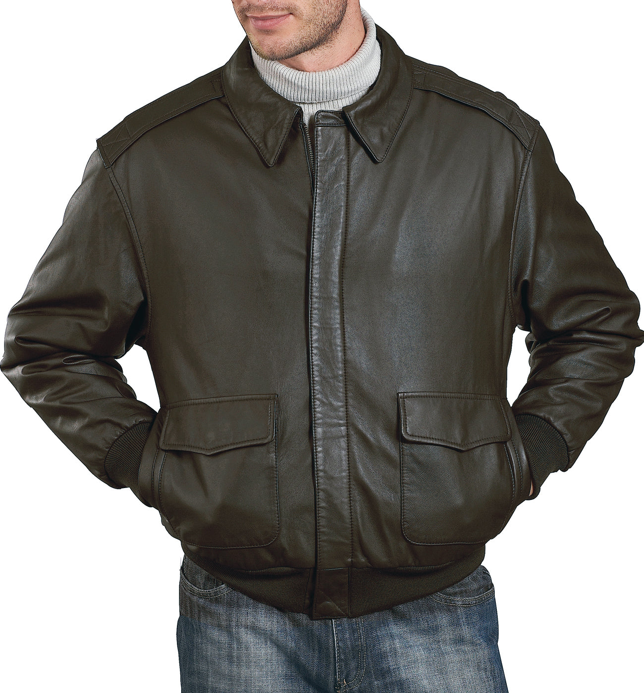 Landing Leathers Men Air Force A2 Leather Flight Bomber Jacket