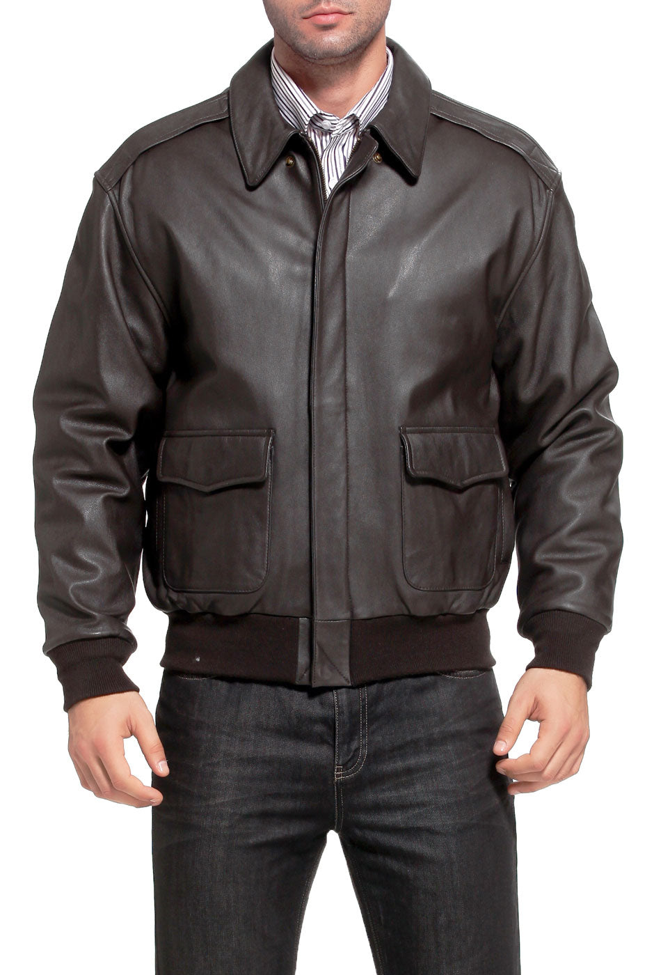 Landing Leathers Air Force Men A-2 Goatskin Leather Flight Bomber Jacket