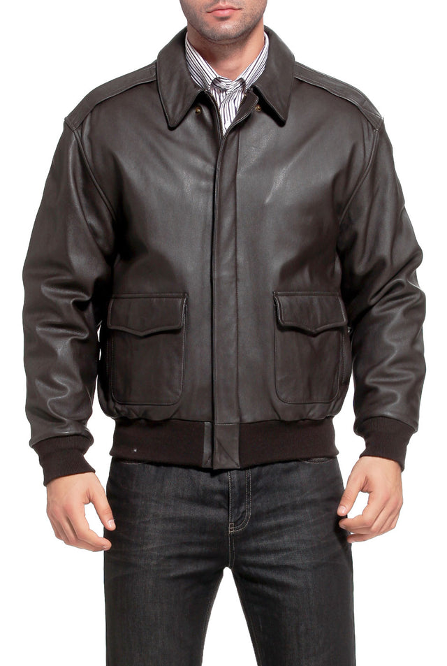 Landing Leathers Air Force Men A-2 Goatskin Leather Flight Bomber Jacket