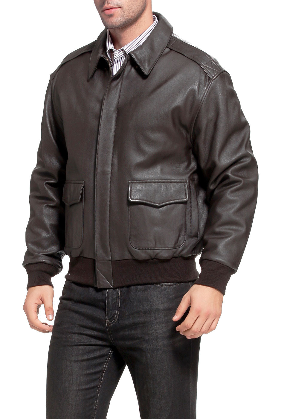 Landing Leathers Air Force Men A-2 Goatskin Leather Flight Bomber Jacket