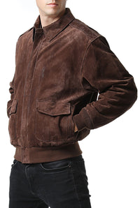 Landing Leathers Men Air Force A-2 Suede Leather Flight Bomber Jacket