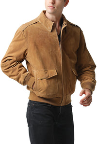 Landing Leathers Men Air Force A-2 Suede Leather Flight Bomber Jacket