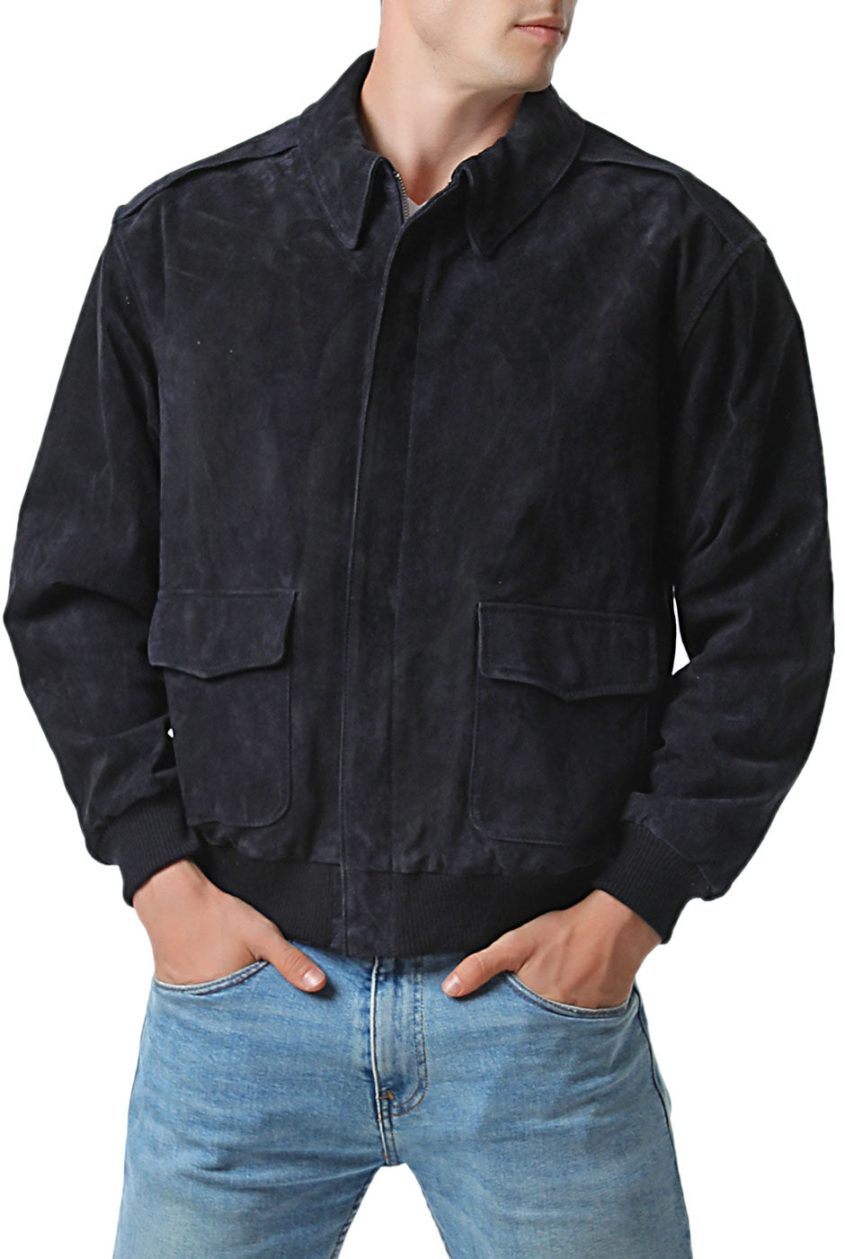 Landing Leathers Men Air Force A-2 Suede Leather Flight Bomber Jacket