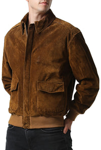 Landing Leathers Men Air Force A-2 Suede Leather Flight Bomber Jacket