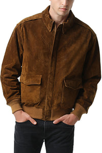 Landing Leathers Men Air Force A-2 Suede Leather Flight Bomber Jacket