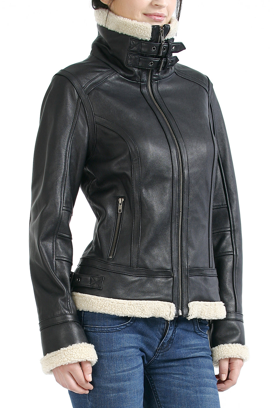 BGSD Women Brittany Lambskin Leather Jacket