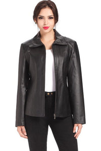 BGSD Women Tina Lambskin Leather Scuba Jacket