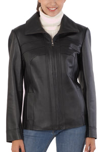 BGSD Women Kim Lambskin Leather Scuba Jacket