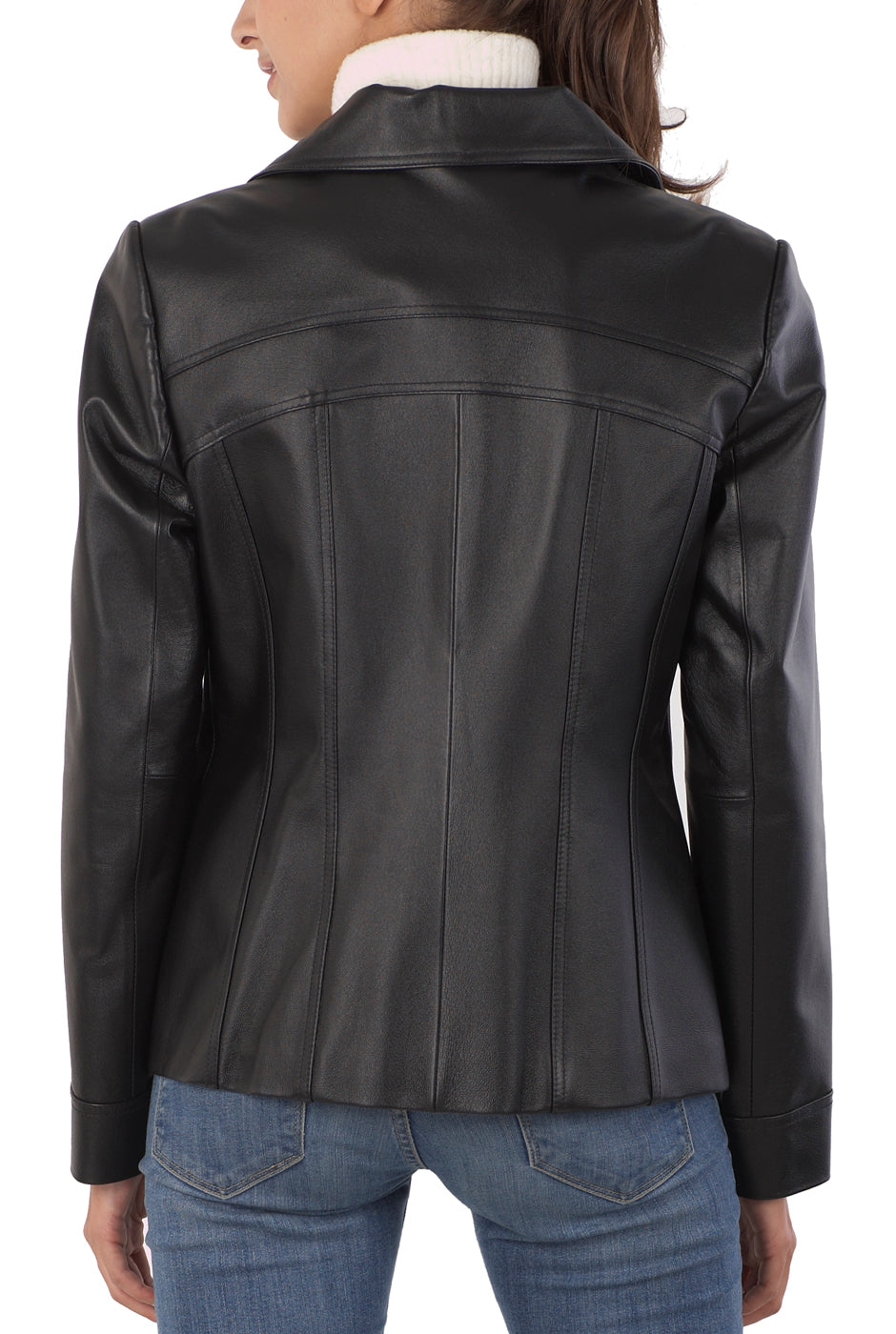 BGSD Women Kim Lambskin Leather Scuba Jacket