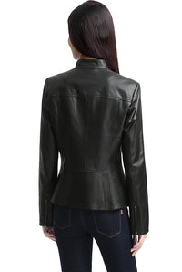 BGSD Women Mila Zip Front Lambskin Leather Jacket