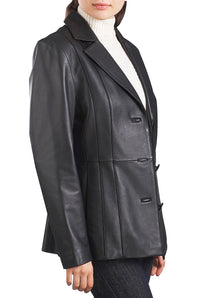 BGSD Women Crystal Lambskin Leather Blazer