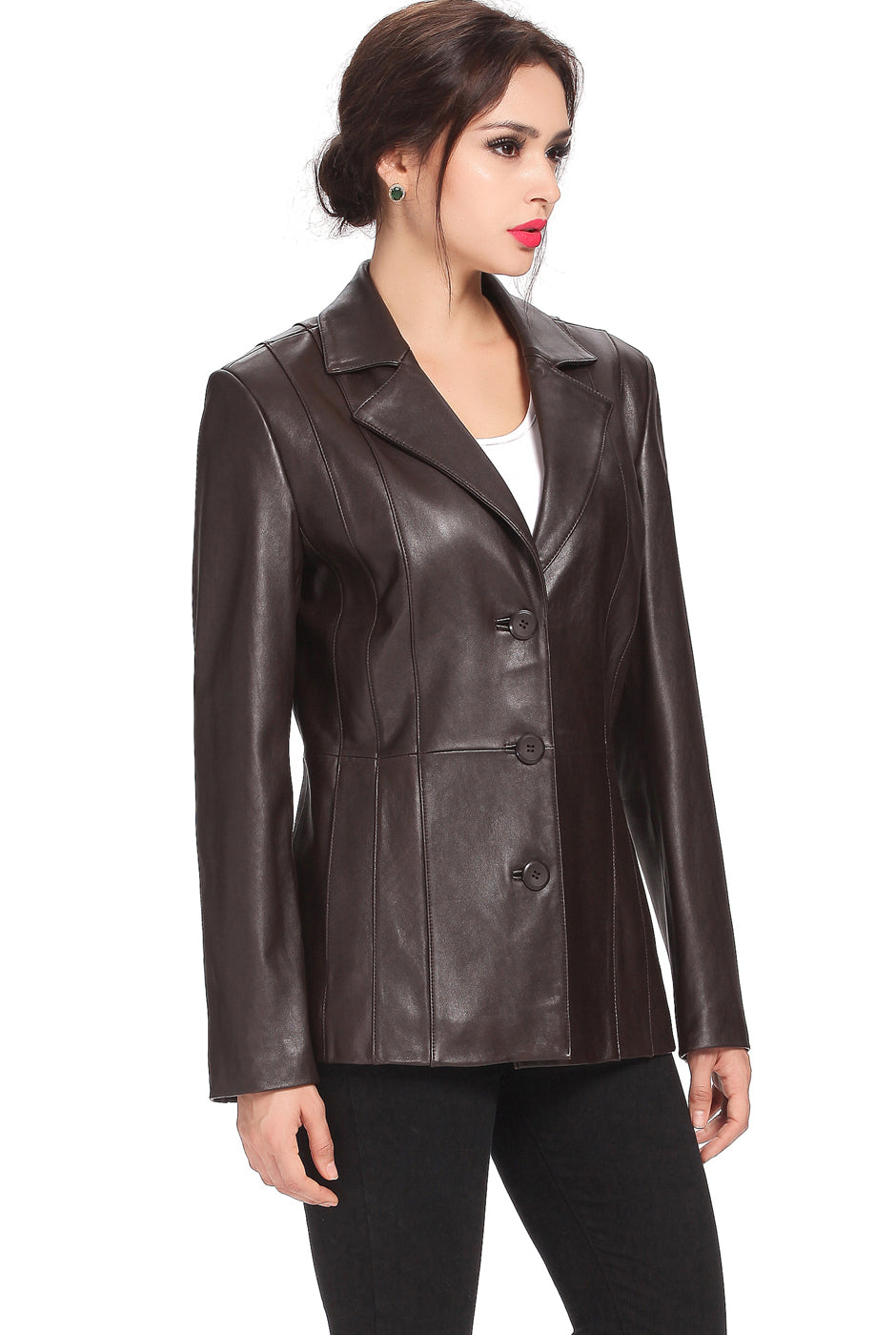 BGSD Women Crystal Lambskin Leather Blazer