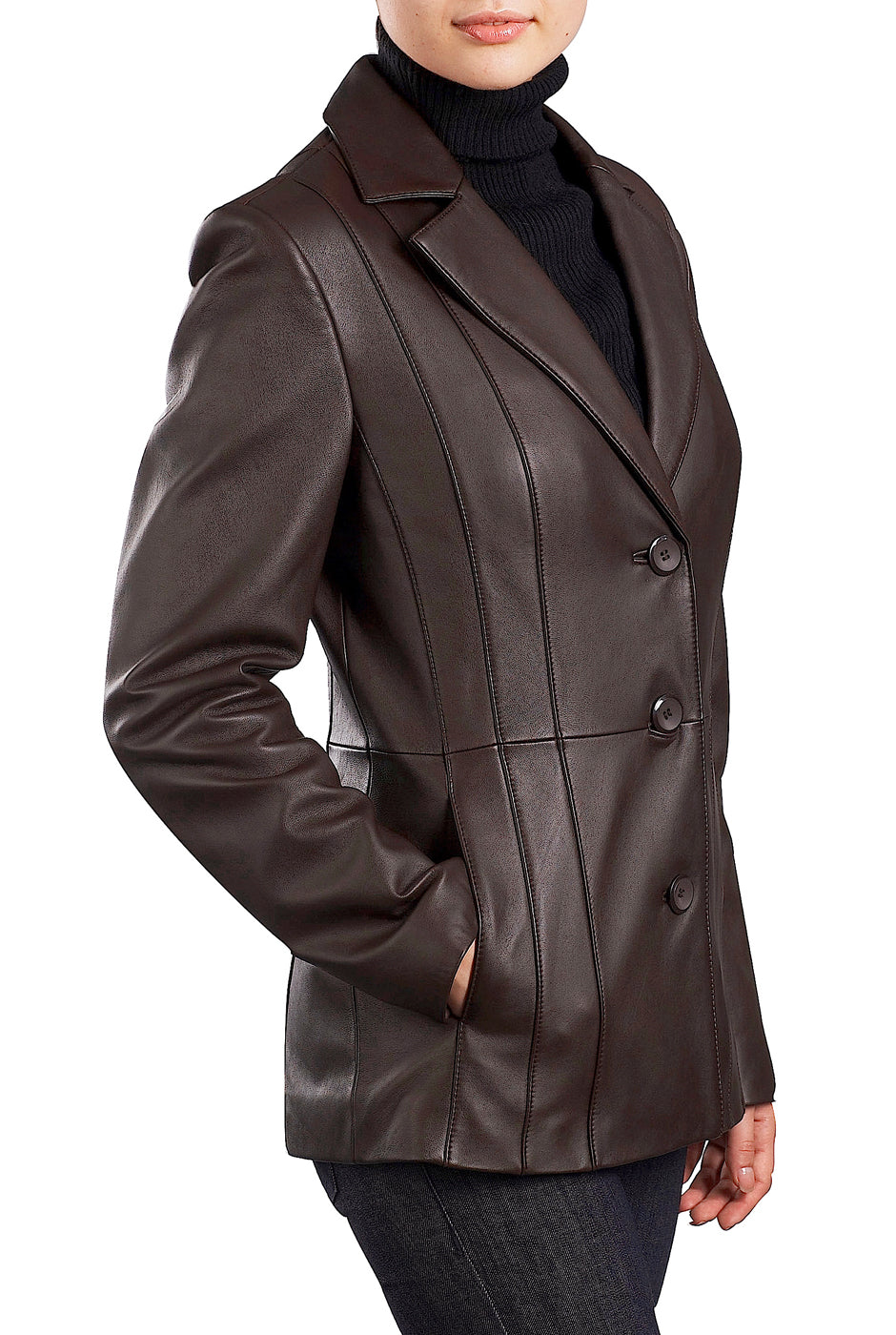 BGSD Women Crystal Lambskin Leather Blazer