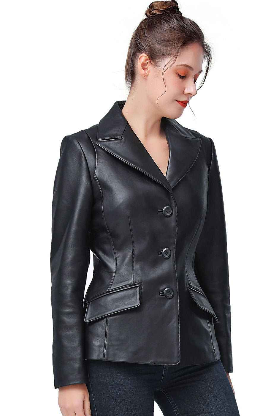 BGSD Women Emma Lambskin Leather Blazer