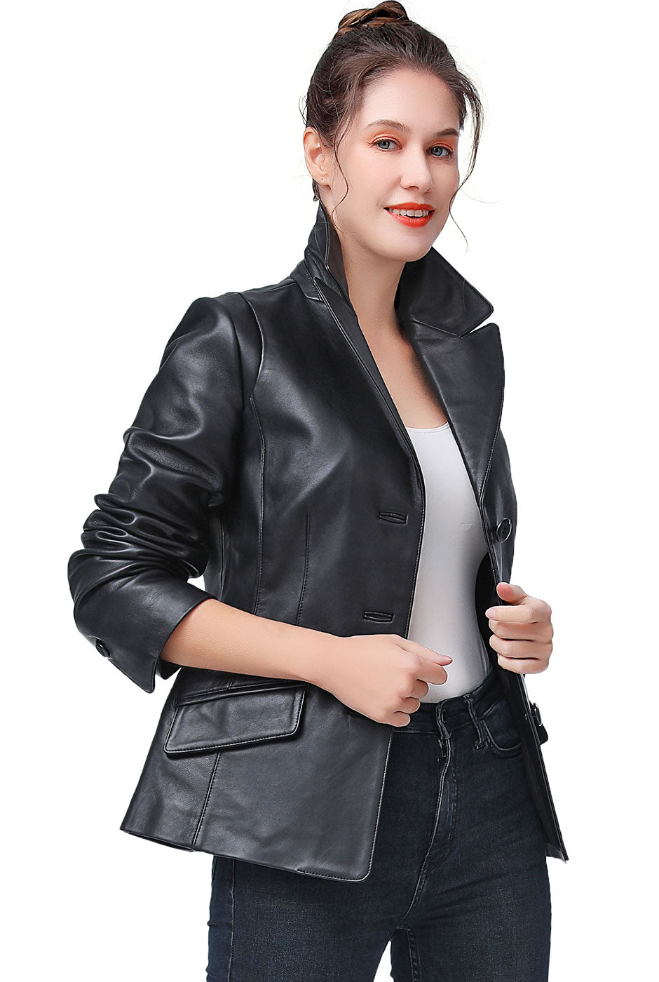 BGSD Women Emma Lambskin Leather Blazer