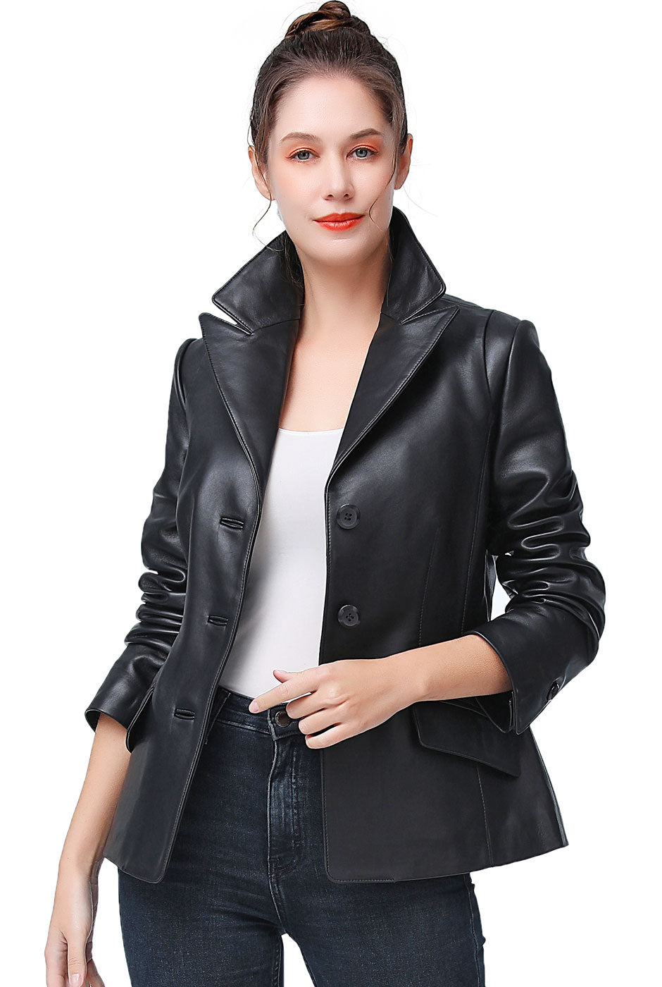 BGSD Women Emma Lambskin Leather Blazer