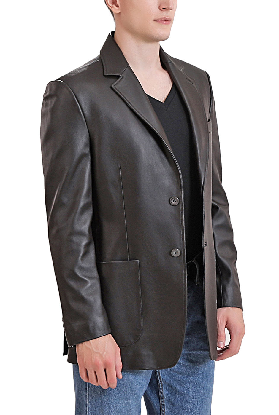 BGSD Men Kai Two-Button Lambskin Leather Blazer